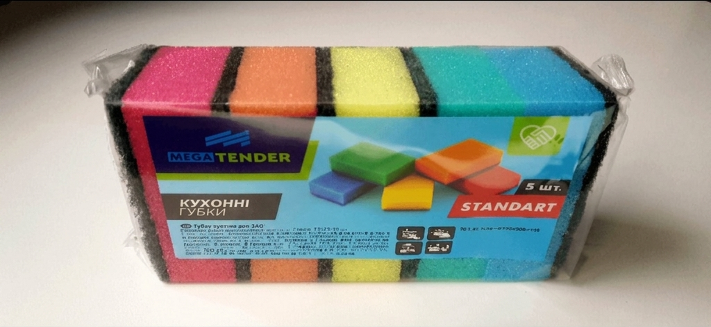 Губка кухонна MEGA TENDER Standard 5 шт. 90*55*30